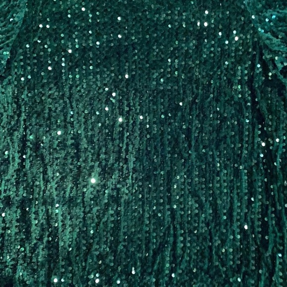 Sequin Dark Green Sparkly All Over Evening Party Top XL - Picture 6 of 8